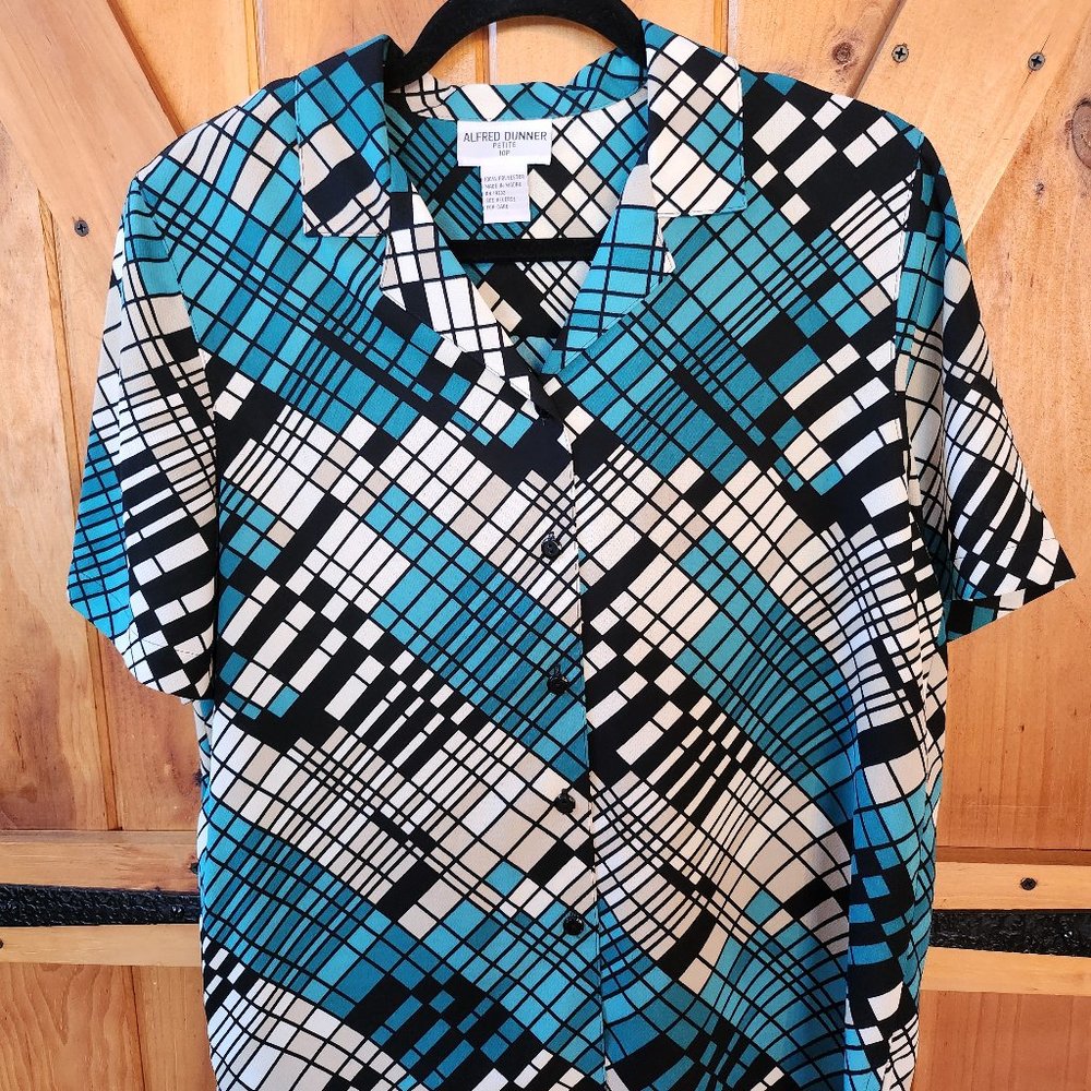 Vintage Alfred Dunner graphic shortsleeve blouse
